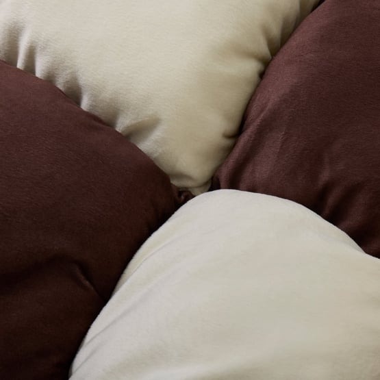  Natural & Chocolate Check Print Marshmallow Throw
