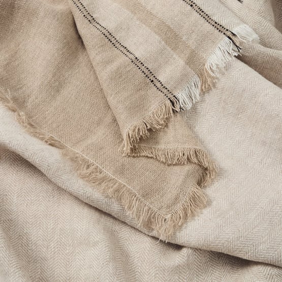 Echo White Stripe Linen Throw