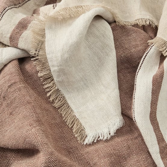 Echo Mocha Stripe Linen Throw