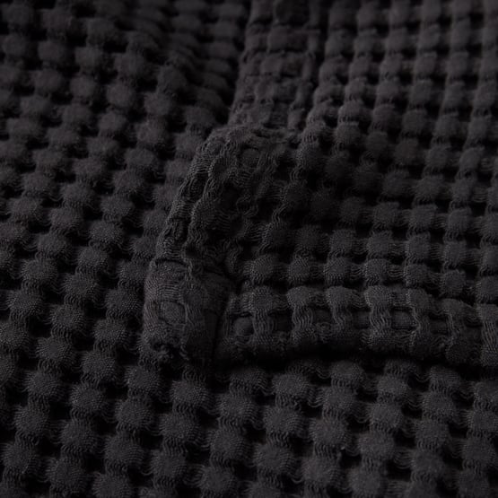 European Collection Black Cotton Waffle Washed Blanket