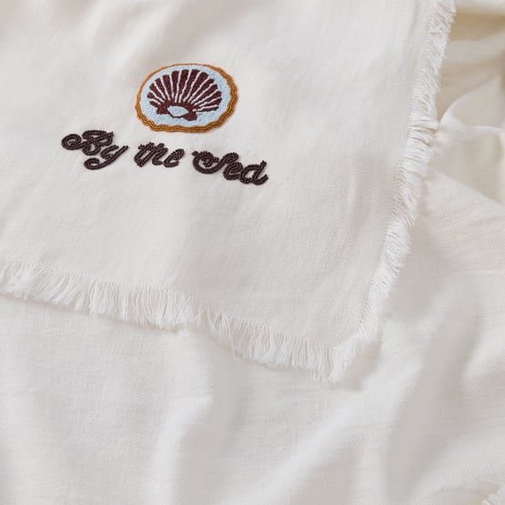 Shell Off White Beaded Throw