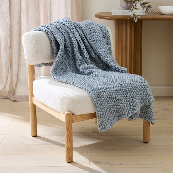 Hallstatt Light Denim Chunky Knit Throw