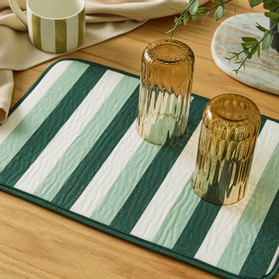 Harper Spinach Stripe Reversible Drying Mat