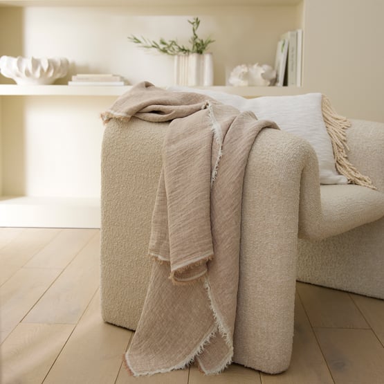 Belgian Vintage Wash Linen Marle Hazelnut Throw