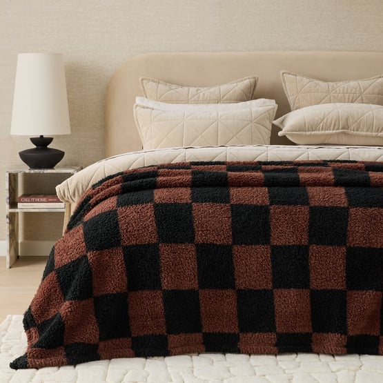 Cloud Chocolate Checkerboard Blanket