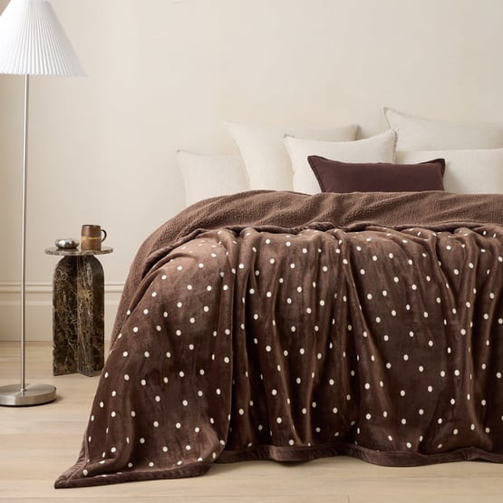 Sherpa Chocolate Polka Dot Blanket