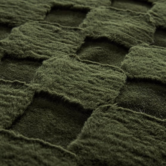 Clea Ivy Check Recycled Fur Blanket