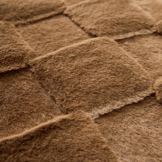 Clea Mocha Check Recycled Fur Blanket