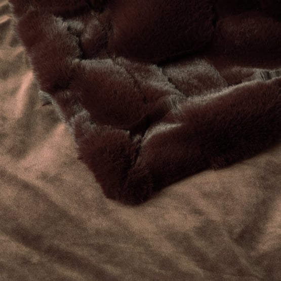 Clea Chocolate Check Recycled Fur Throw