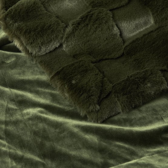 Clea Ivy Check Recycled Fur Throw