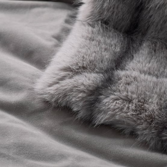 Lucerne Grey Recycled Fur Throw