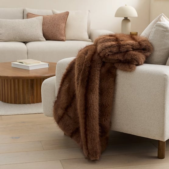 Lucerne Mocha Recycled Fur Throw