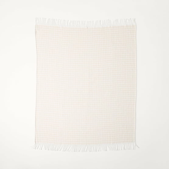 European Houndstooth Natural Throw