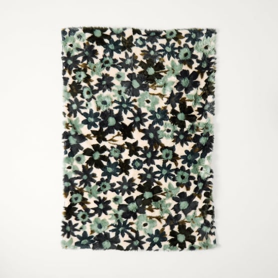 Adelaide Mineral Green Floral Fur Throw