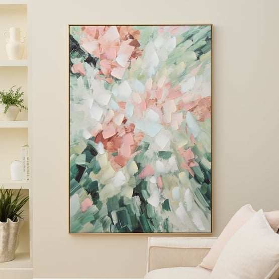 Oasis Shrub Green & Pink Multi-Direct Canvas