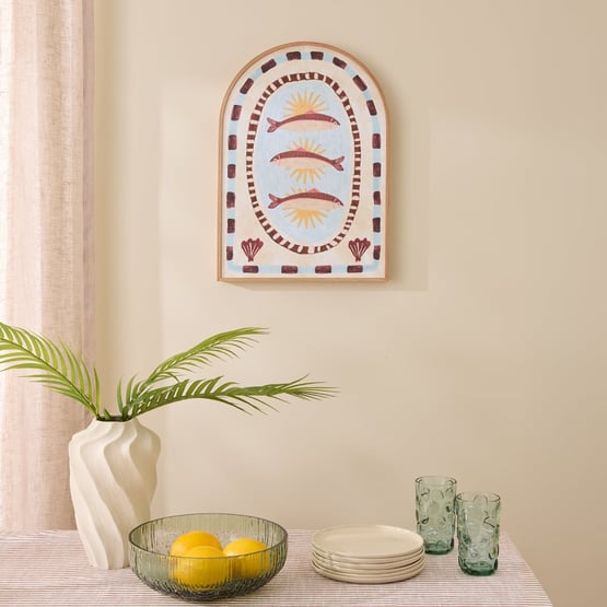 Sardinia Brown & Blue Sardines Arch Wall Art
