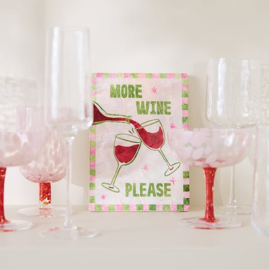 More Wine Please Pink & Green Capiz Wall Art