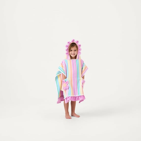 Daisy Pink Stripe Hooded Character Beach Towel