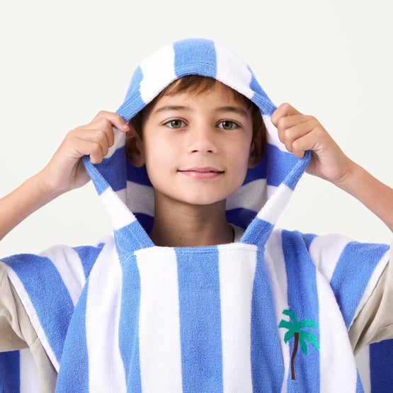 Blue Stripe Hooded Beach Towel