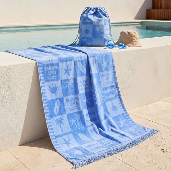 High-Low Blue Beach Life Beach Towel
