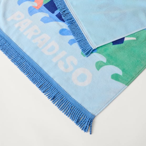 Dinosaur Blue Paradise Beach Towel