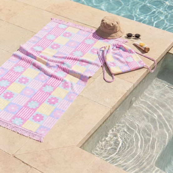 Daisy Multi Check Beach Towel