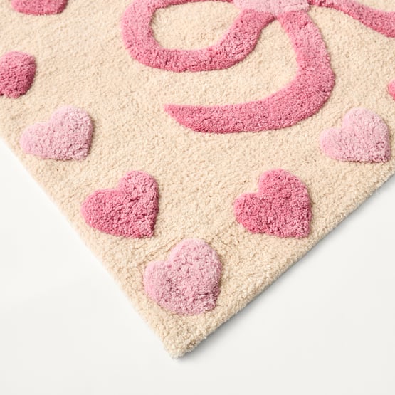 I Heart Bows Pink Bath Mat