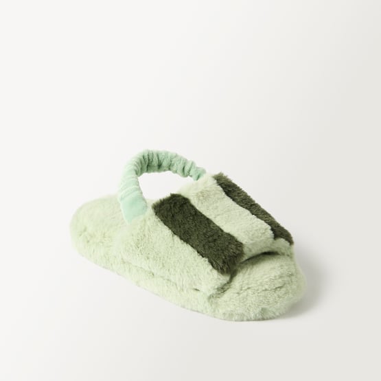 Kids Green Stripe Slippers