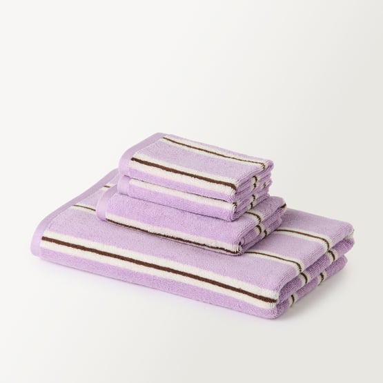 Charlie Lilac & Chocolate Stripe Towel Range