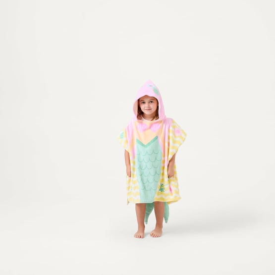 Mali Mermaid Character Pink Beach Hooded Towel