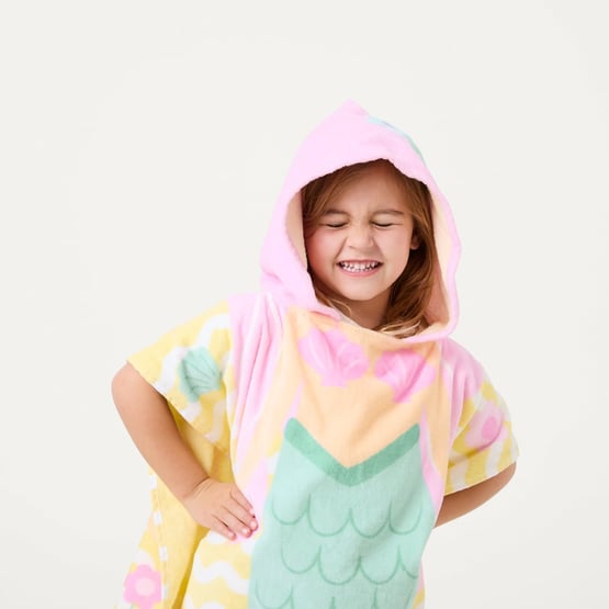Mali Mermaid Character Pink Beach Hooded Towel