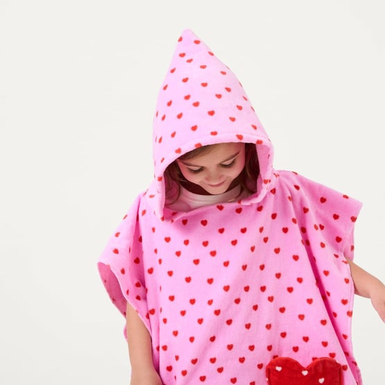 Sweet Heart Character Pink Beach Hooded Towel