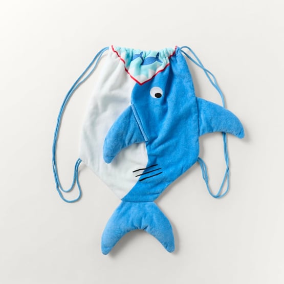 Shark Character Blue Drawstring Bag