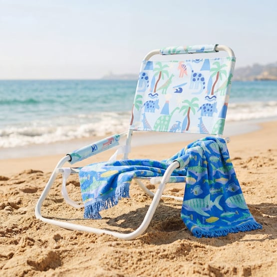 Dinosaur Paradise Blue Printed Beach Chair