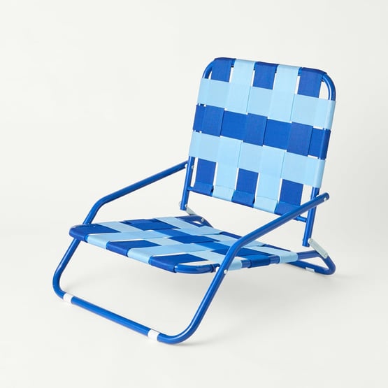 Kids Blue Stripe Fold Out Beach Chair