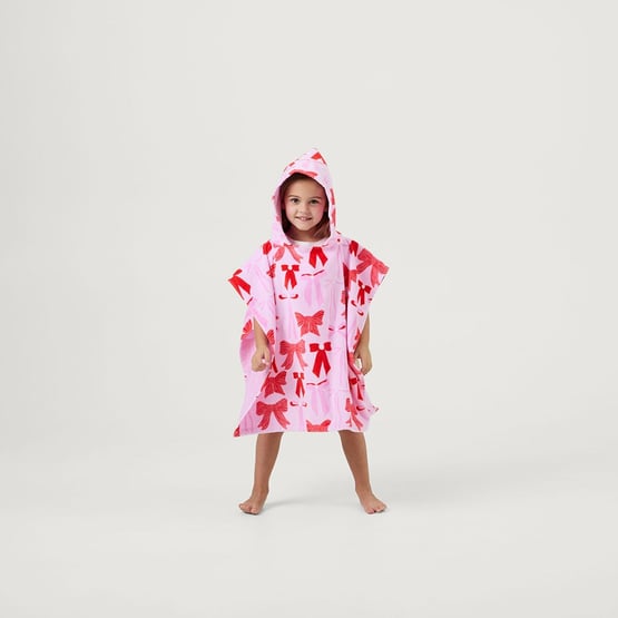 Pretty Bows Pink & Red Beach Hooded Towel