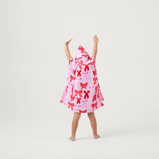 Pretty Bows Pink & Red Beach Hooded Towel