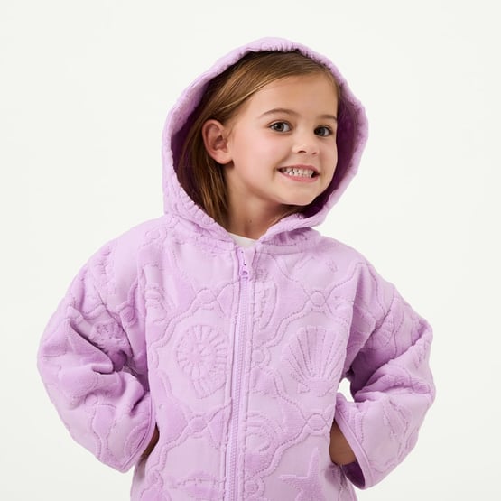 High-Low Lilac Zip Up Hooded Towel