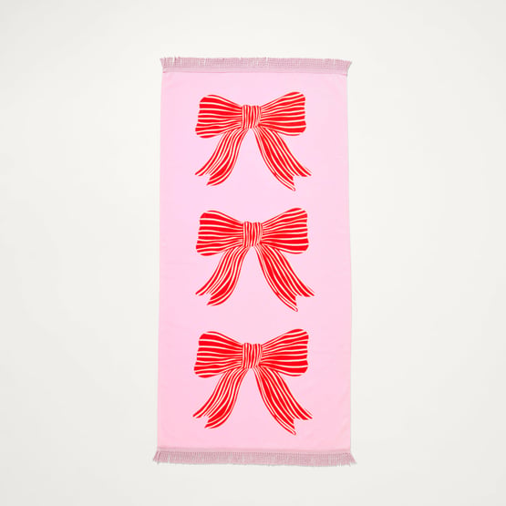 Pretty Bows Pink & Red Beach Towel
