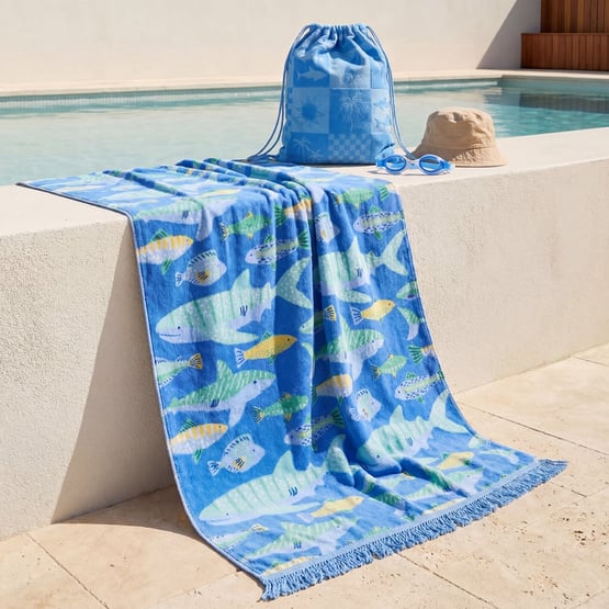 Sealife Blue Beach Towel