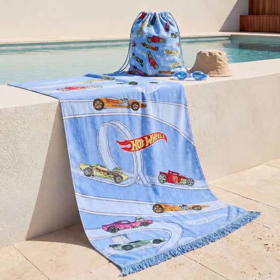 Mattel Hot Wheels Blue Beach Towel
