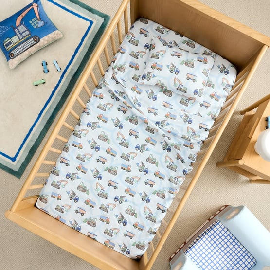 Dig It Stonewashed Blue Cot Sheet Set