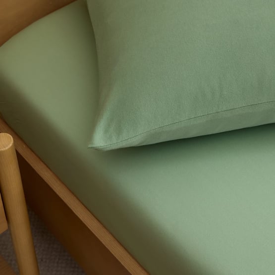 Organic Cotton Jersey Pine Green Fitted Sheet Set