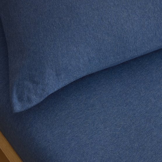Organic Cotton Jersey Navy Marle Fitted Sheet Set