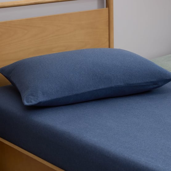 Organic Cotton Jersey Navy Marle Fitted Sheet Set