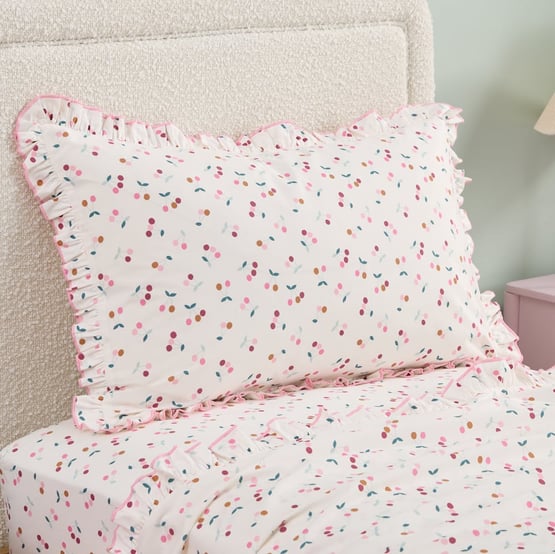 Cherry Blossom White Ruffle Sheet Set