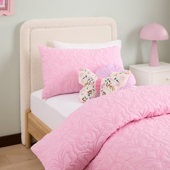 Butterfly Kisses Pink Quilted Quilt Cover Set