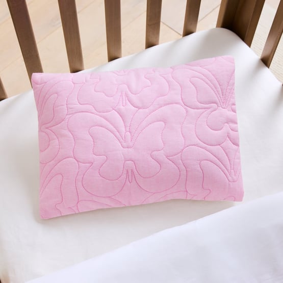 Butterfly Kisses Pink Quilted Cot Quilt Cover Set