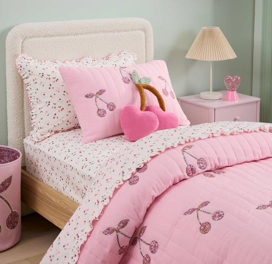 Cherry Blossom Pink Quilted Quilt Cover Set 