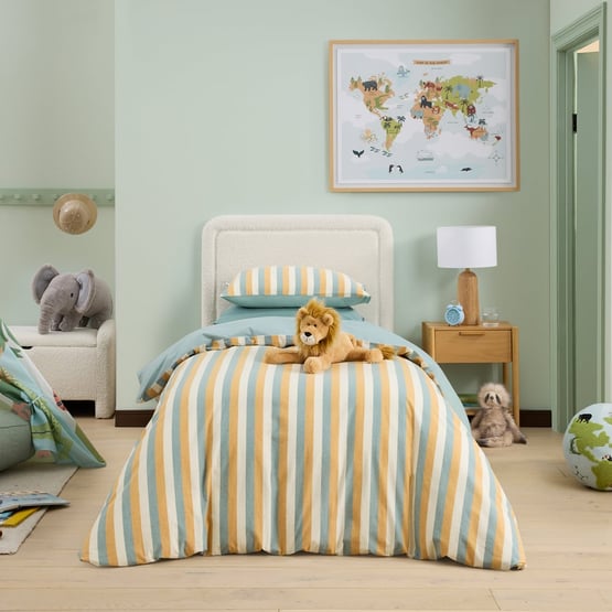 Sully Stonewashed Amber & Moss Stripe Quilt Cover Set